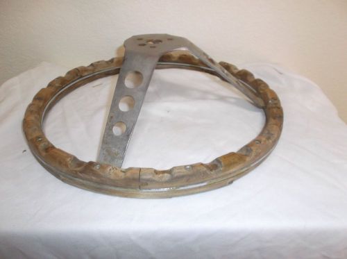 Automobile vintage rat rod real wood 13 1/2 stearing wheel