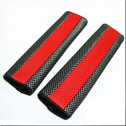 Car seat belt cover shoulder pads red black x 2 pieces