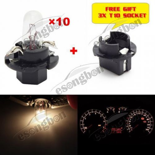 10x 1.2w oem b8.4d warm white dashboard panel bulb for bmw + 3x free t10 socket