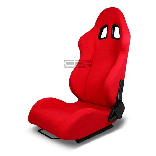 2 x red type-f1 reclinable sports racing seats+universal slider driver left side