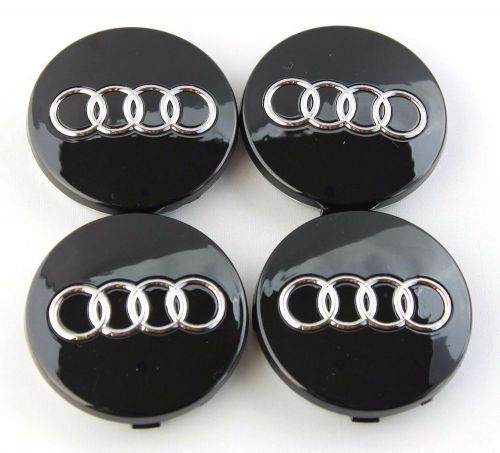 4 black car wheel center hub cap emblem badge 60mm for audi # 4b0601170 new