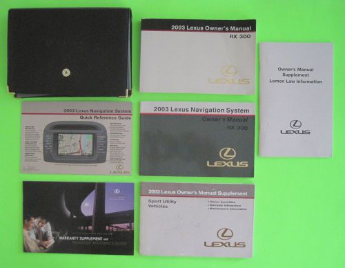 2003 lexus  rx 300 factory owner&#039;s manual set w/ nav &amp; case *oem*