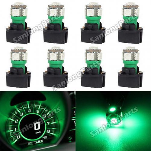 8 pcs t10 wedge 5-smd 5050 green led light 168 194 holder dashboard light