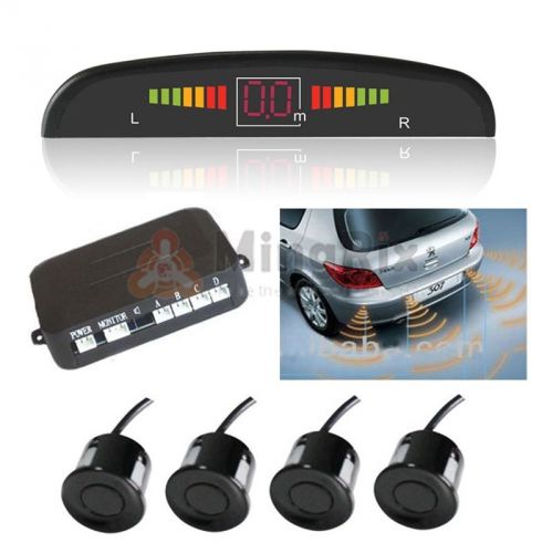 Vehicle 4 parking sensors car parking reverse backup radar sound alert black