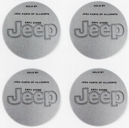 Silver jeep letters on silver background  4 round decal stickers  emblems  logos