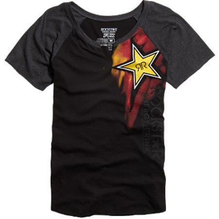 Fox racing rockstar faded womens raglan short sleeve t-shirt black/red/yellow