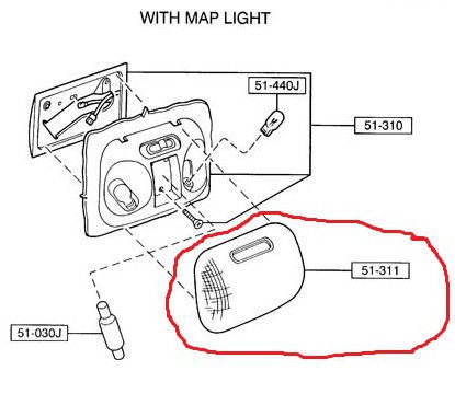 Mazda b-series new oem interior dome light lens cover with map light zzm2-51-311