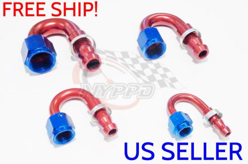 Nyppd push on oil fuel/gas hose end fitting red/blue an-10, 180 degree 7/8 14 un