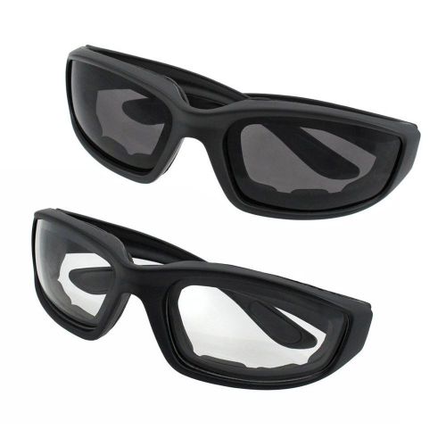 Grinderpunch motorcycle riding glasses - 2 pair smoke &amp; clear biker foam pad