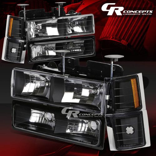 Black housing headlight+signal+bumper light for 94-02 chevy c10 c/k suburban