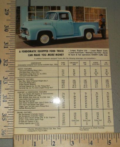 1956 ford truck brochure folder post card original