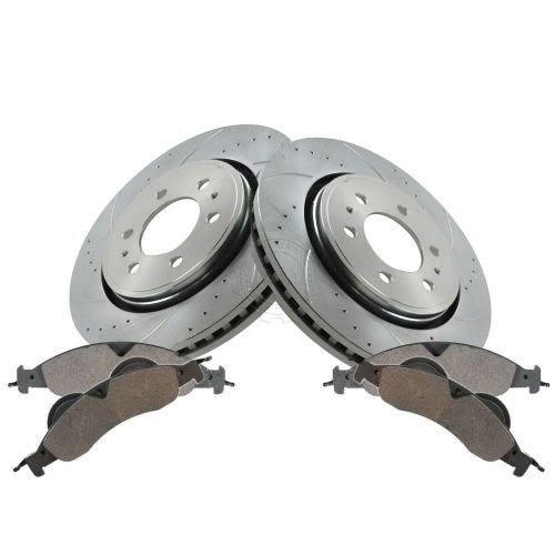 Performance disc brake rotor drilled &amp; slotted zinc coated ceramic pad front kit