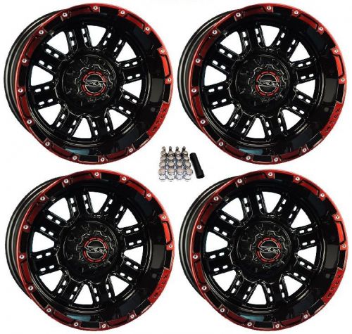 Madjax 14&#034; transformer black/red golf cart wheels/rims (3+4)  yamaha