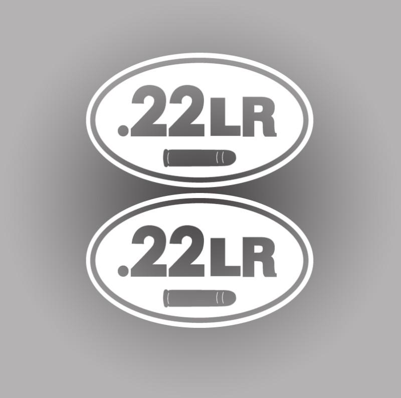 .22lr gun decal set 5" white ammo cans 22 lr cal bullet long rifle decals new