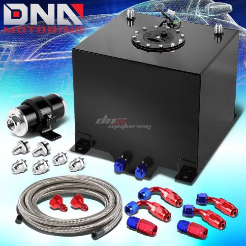 5 gallon aluminum fuel cell tank+cap+oil feed line+30 micron inline filter black