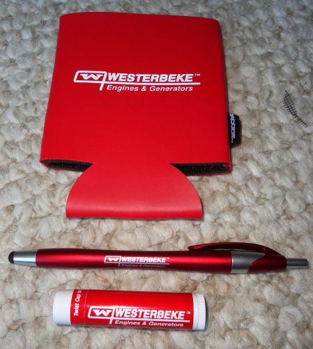 Westerbeke generators can koozie, chapstick &amp; pen set *new!* *great gift!*