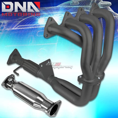 4-2-1 stainless black exhaust manifold header+high flow cat for prelude bb6 base