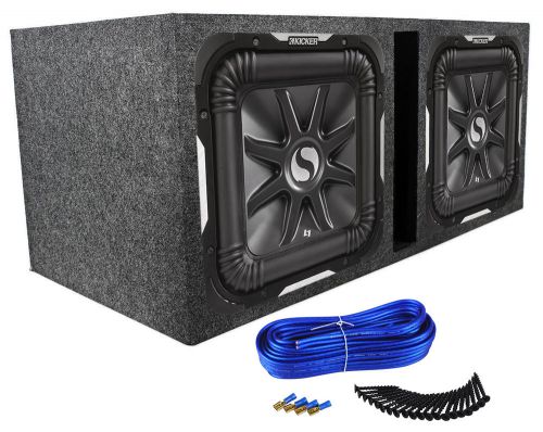 2) kicker s15l7-2 15&#034; 4000 watt l7 square car subwoofers+vented sub box+wire kit