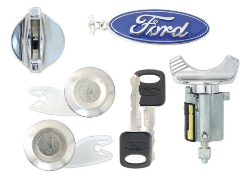 Ford bronco 1992-1995 - ignition lock &amp; door lock cylinder set w/ 2 new keys c