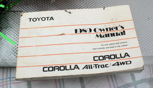 1989 toyota corolla owners manual guide all-trac/ 4wd, free shipping