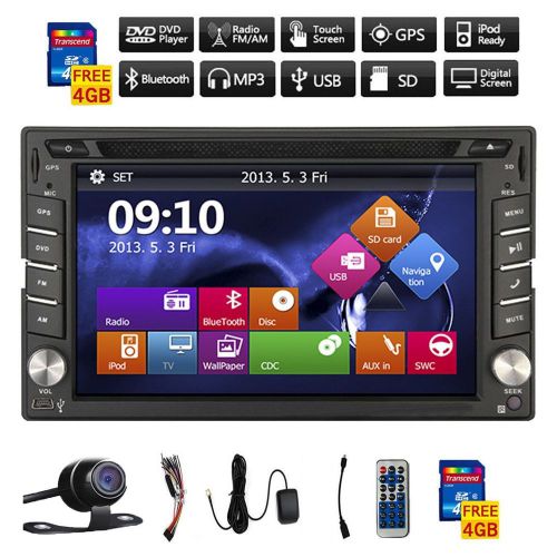 Gps navigation 2din hd car stereo dvd cd player bluetooth auto radio ipod+camera