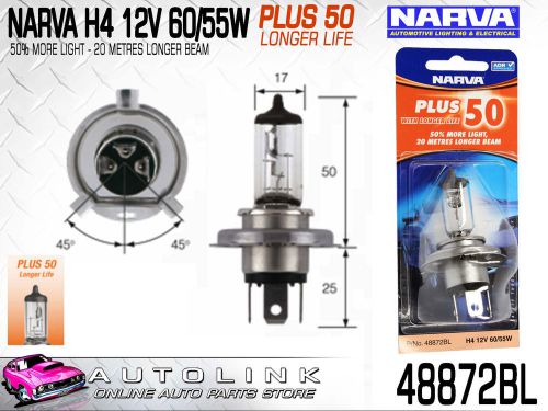 Narva h4 performance globe 12v 60/55w ( plus 50+ longer life ) x1 48872bl