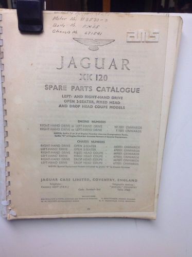 Jaguar xk120 spare parts catalogue