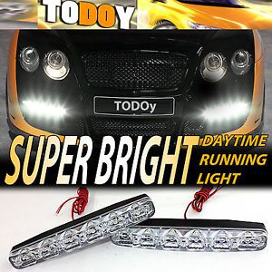 Universal pair white 6 led drl daytime running lights fog driving lamp