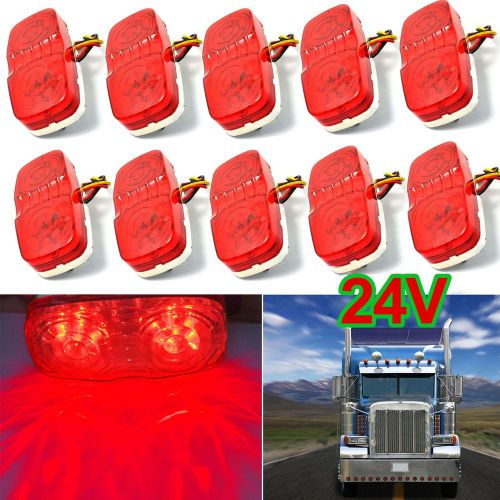 10x 24v double bulls eye led side marker turn signal surface mount lights red