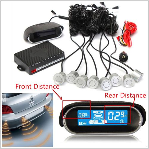 8 silver parking sensors dual-core car reverse backup radar alert system buzzer