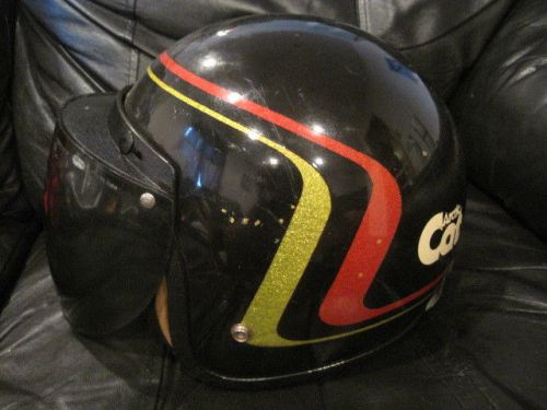 Vintage arctic cat snowmobile helmet black gold red metal flake xl