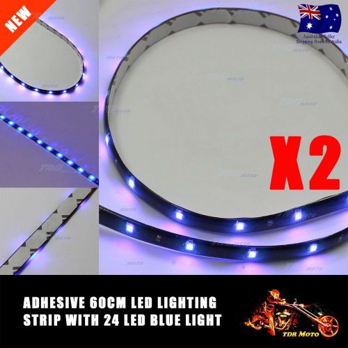 2 x 60cm smd led car motor flexible tape blue light strip bar waterproof 12v