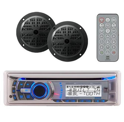 New 240 watt dual amb600w marine waterproof radio cd mp3 receiver + 2 speakers