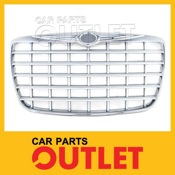 2005-2008 2009 chrysler 300 grille chrome outer silver inner insert 2.7/3.5l new