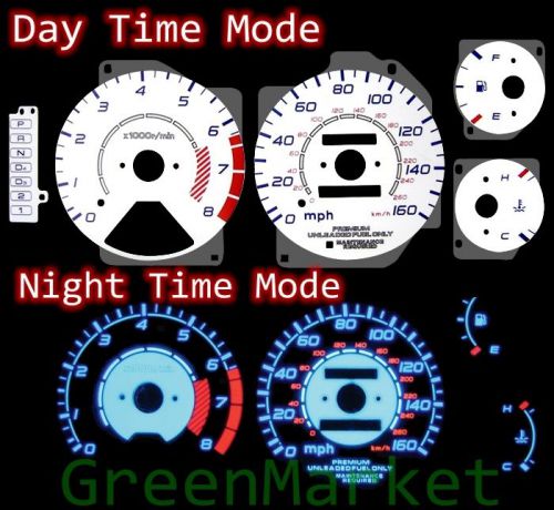 95-98 acura tl white face blue indiglo glow gauges