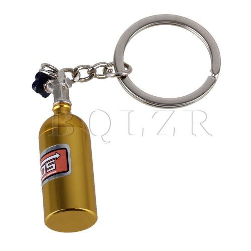 Metal alloy nos nitrous oxide bottle keychain keyring car key holder golden