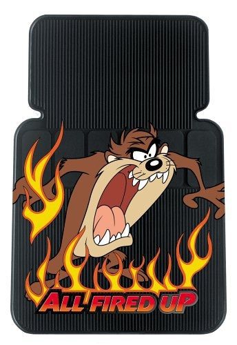 Plasticolor taz  &#034;all fired up&#034; universal-fit molded front floor mat - set of 2