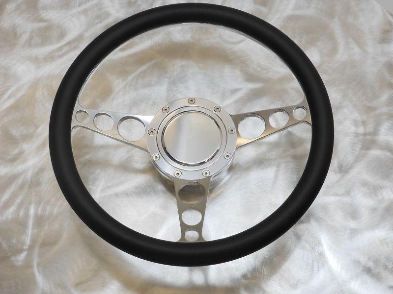 Billet aluminum steering wheel gm chevy column 1969 up made in u.s.a. ems.