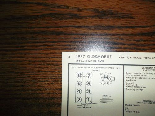 1977 oldsmobile olds eight series models 260 ci v8 2bbl tune up chart