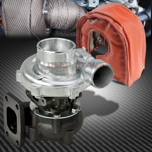 T04e t3/t4 .48 a/r 50 trim turbocharger/turbo 5bolt downpipe+red heat blanket