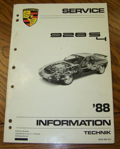 Porsche 928 s4 service manual 1988 (technik wkd 494 421)