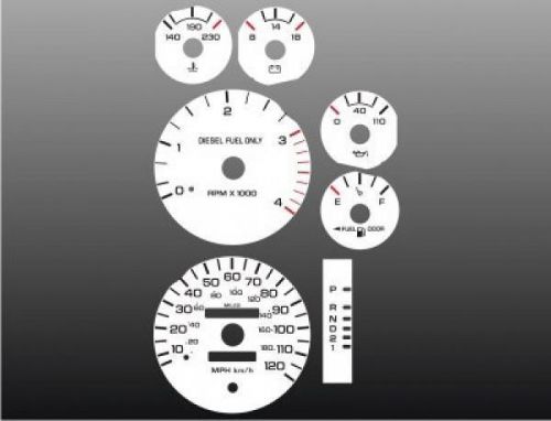 1994-1997 dodge ram diesel cummins dash cluster white face gauges 94-97