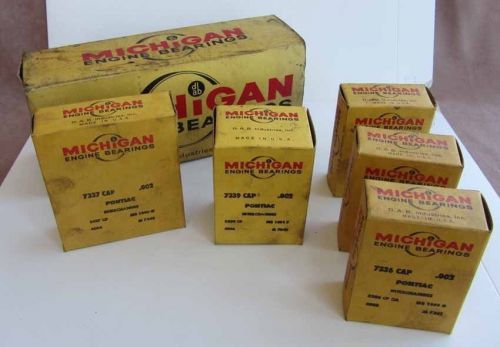 Vintage michigan main engine bearings set 1040p .002 (ms483g) (4040m) pontiac