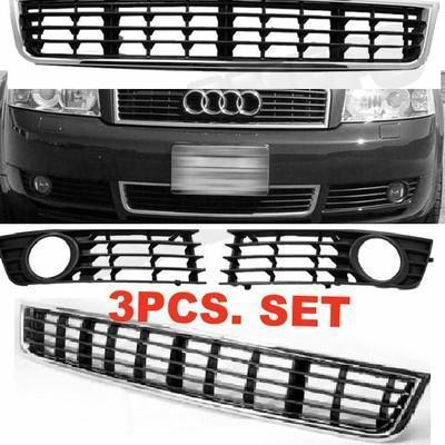 3 pcs. set 2002-2005 audi a4 b6 front lower side fog light grille full set of  3