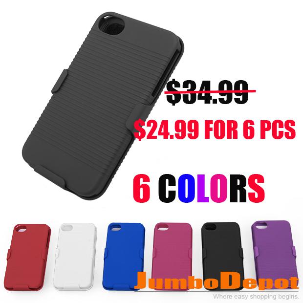 Fit iphone 4/4s slide hard stand phone case cover w/ holder 6colors set warranty