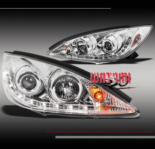 02-06 toyota camry drl led projector headlight lamp jdm black r8 style strip new