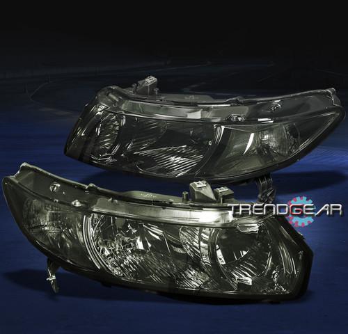 06-11 honda civic coupe 2dr crystal jdm smoke headlight lamp 07 08 09 10 new set