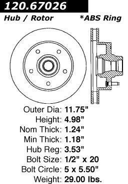 Centric 120.67026 front brake rotor/disc-premium rotor-preferred