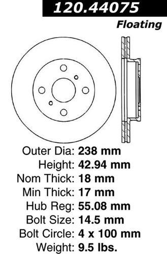 Centric 120.44075 front brake rotor/disc-premium rotor-preferred