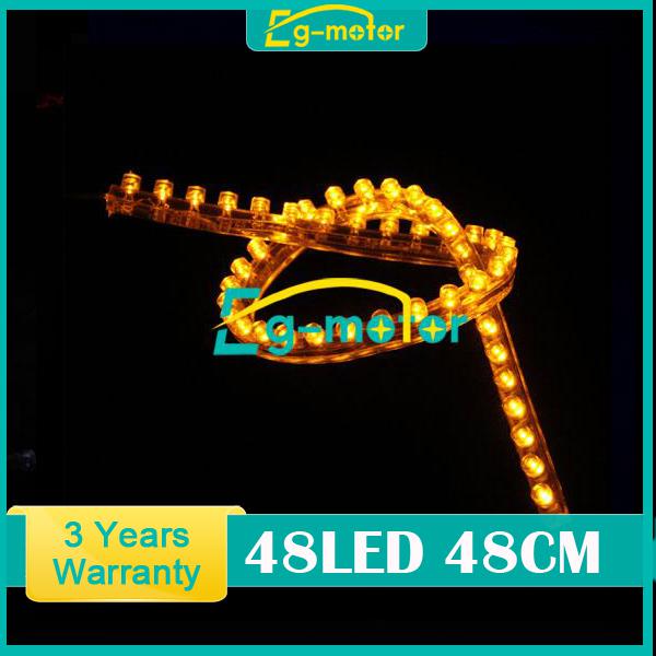 48cm 48-led yellow strip car pvc diy flexible grill waterproof light lamp 12v